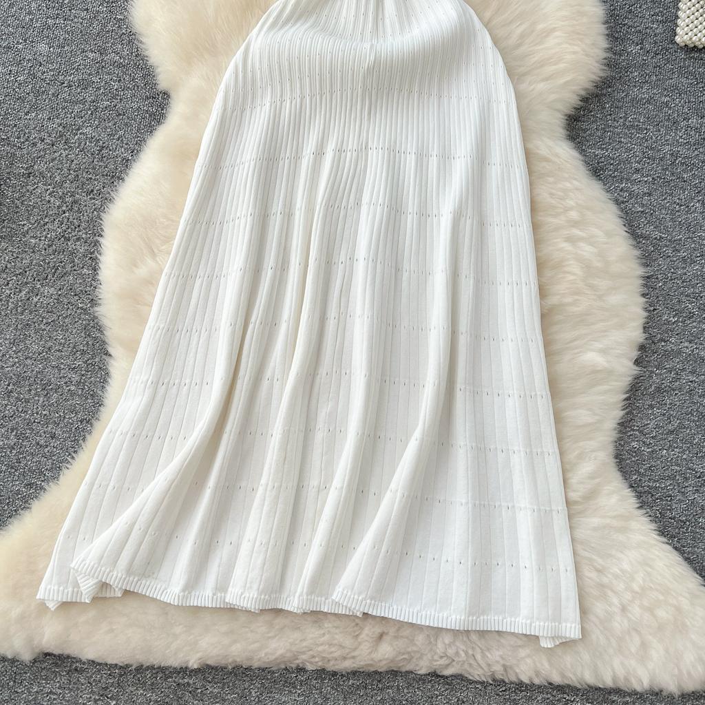 Summer Women Elegant Short Sleeve Denim Patchwork Knitted Sweater Long Midi Party Dresses