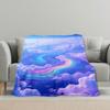 Colorful Cloud Pattern Flannel Printed Blanket Suitable for All Seasons Suitable for Living Room Office Sofa and Travel