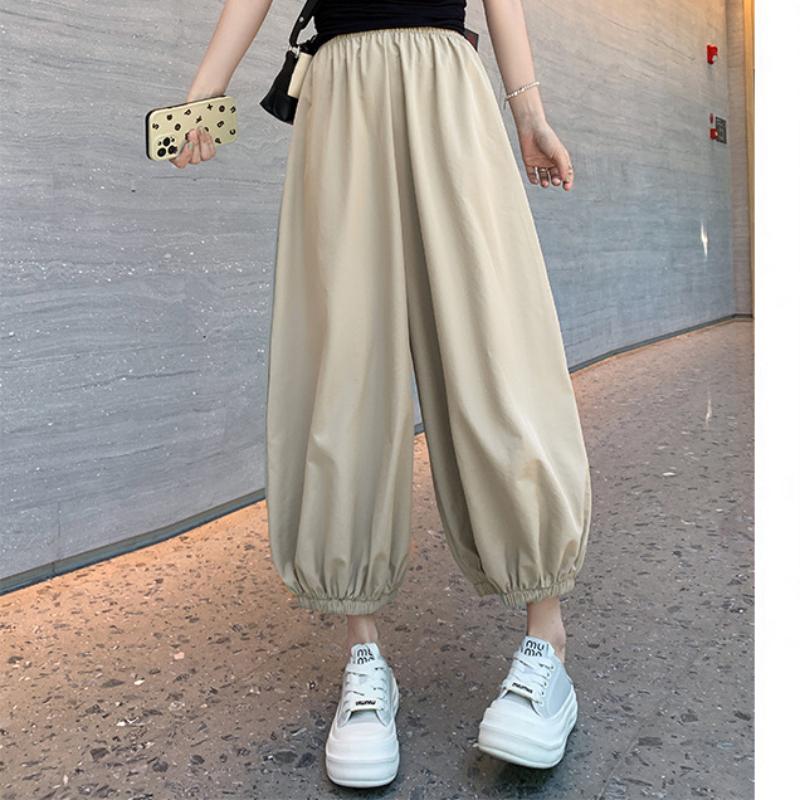 Satin Cool Bloomers for Women In Summer New Slim Loose Casual Pants High Waist Tying Trousers