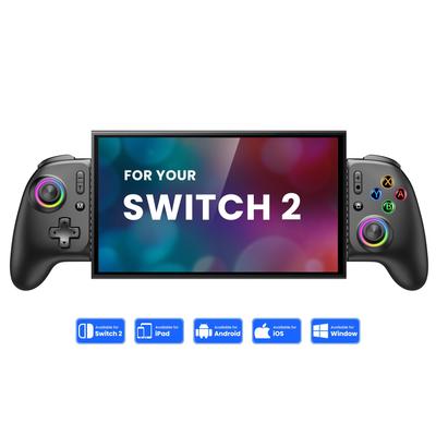 200mm Extendable Tablet Controller for Switch and with RGB Macro Handheld Grip Controller Gyro Rapid and 1000mAh Battery 2, Switch, OLED, iOS,