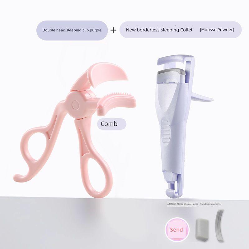 

Goood Double-Headed Curly Long Lasting Fixing Device Eyelash Curler No border comb pink + double eyelash curler