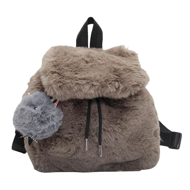 Soft and Fluffy Plush Women's Casual Street Backpack Autumn and Winter New Student Schoolbag Travel Backpack