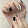 Sticker Nail Handmade Set With Black Shiny Rhinestones Star Suitable Patterns