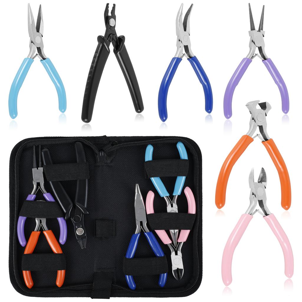 10Pcs Jewelry Pliers Set Carbon Steel Jewelry Making Kit Professional Jewelry Pliers Includes End Nipper Round Nose Pliers Nylon