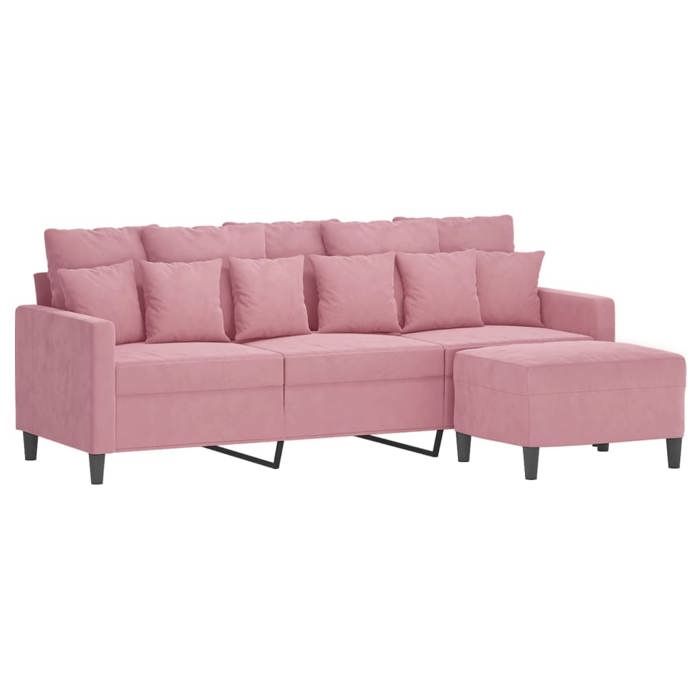VidaXL Canapé à 3 places avec repose-pieds Rose 180 cm Velours, canapé, canapé avec repose-pieds, canapé trois places, 3201110