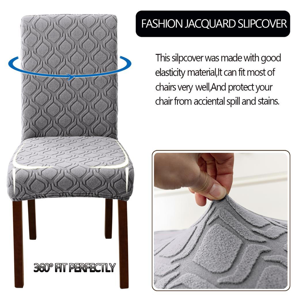 4pcs Jacquard Stretch Chair Covers Dining Room Elastic Slipcovers Stretchable Seat Cover Dustproof Chair Protective Home Decor