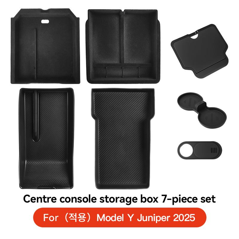 YZ For Tesla New Model Y Juniper 2025 Center Armrest Hidden Storage Box Cup Holder Charger Pad Console Organizer Box Accessories