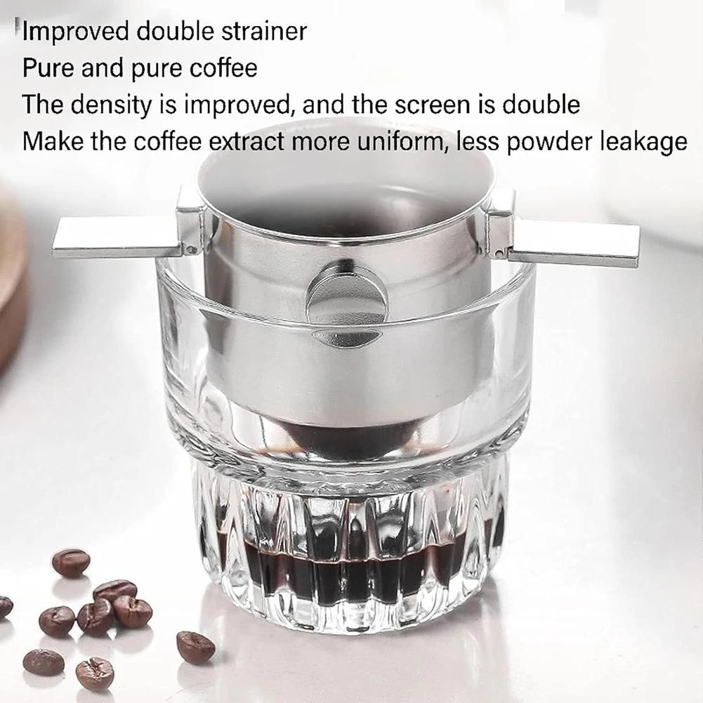 Filtre à Café Pliable Double Couche en Acier Inoxydable Réutilisable Avec Poignées Filtre à Café Pliant Double Oreille en Acier Inoxydable