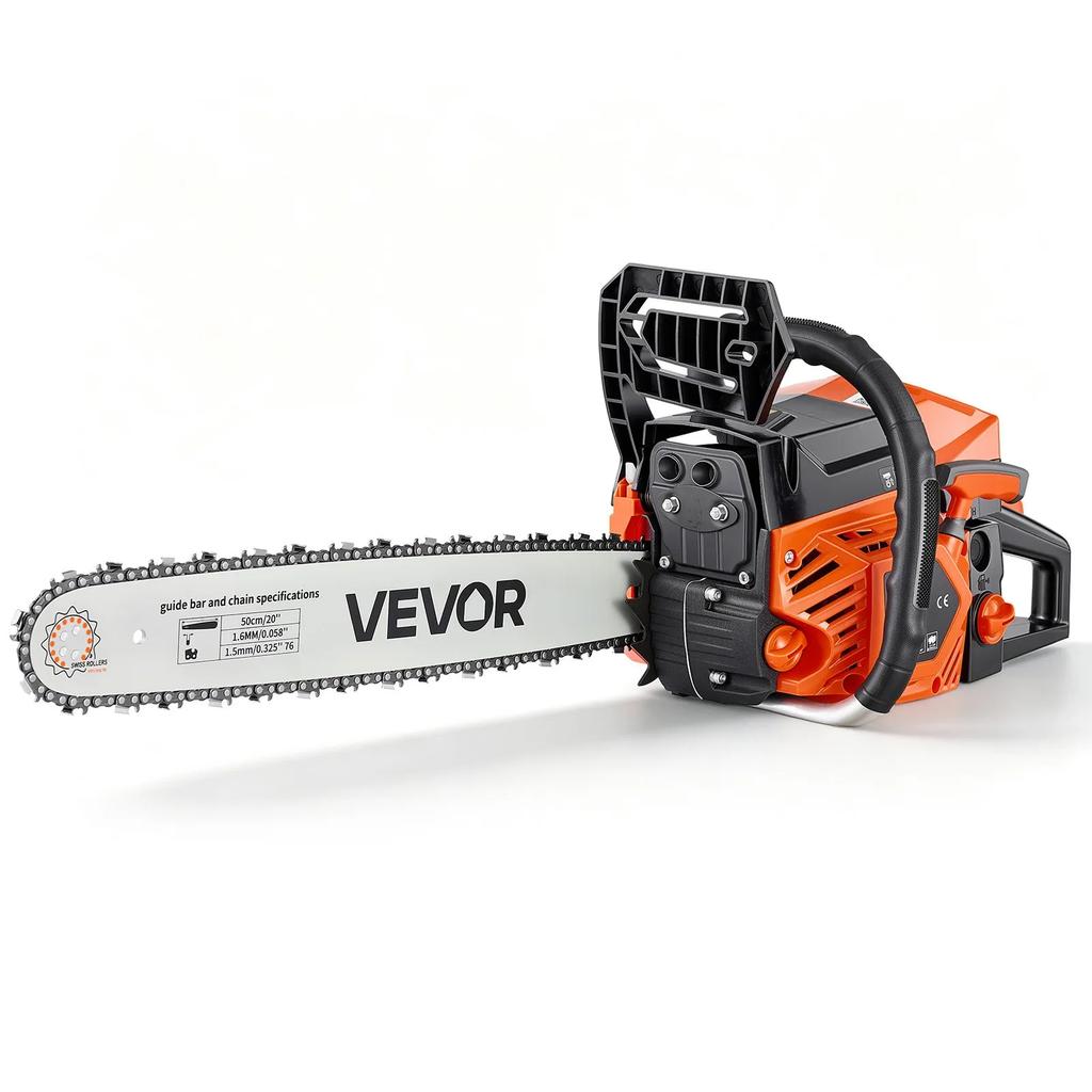 VEVOR Gas Powered Chainsaw 508 mm 58CC 2.2kW 2 Stroke Engine Gas Chainsaw, for Wood Cutting, Tree Trimming & Land Clearing, Throttle-Synced Choke