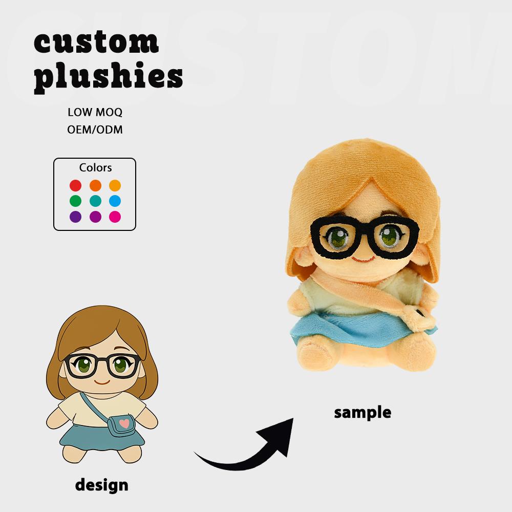 Eco-friendly Soft Materials Customize Weighted Glasses-style Q Plush Toy Cute Sitting Posture Stuffed Doll for Kids