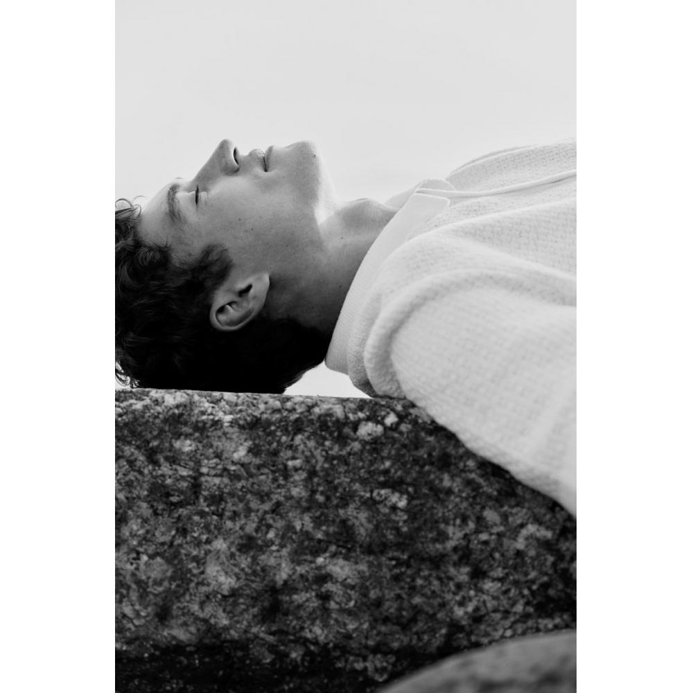 H M Regular Fit Textured Knit sHirt creaM