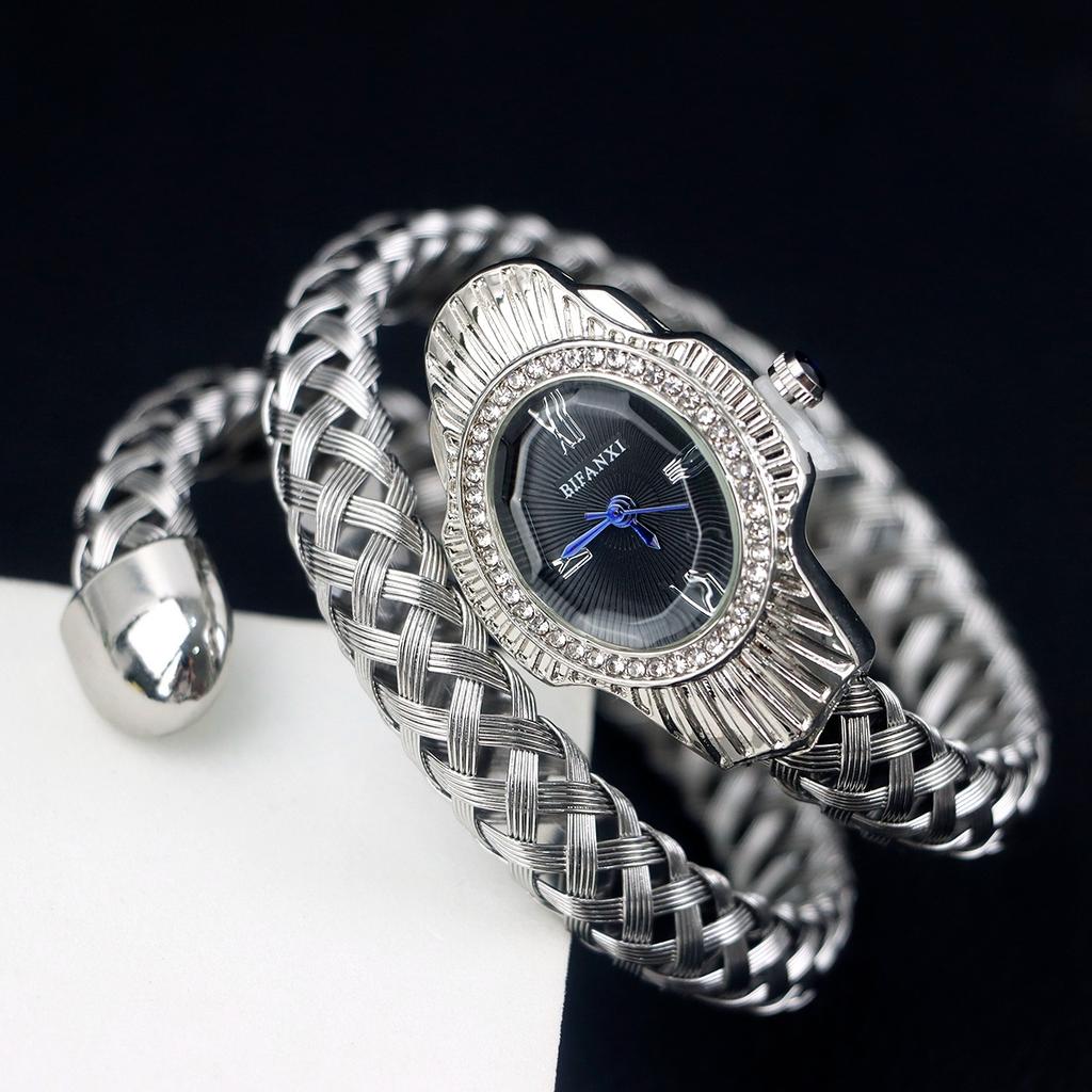 Women Quartz Watch Unique Snake Shape Bracelet Watches Wire Braided Wristwtatch