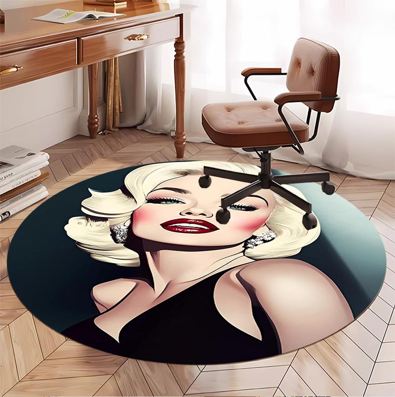 Marilyn Monroe Mønster Rundt Tæppe, Indendørs/Udendørs Måtte, til Picnic, Spillerum, Soveværelse, Kontor, Stue, Hjemmeindretning Tæppe, Fødselsdagsgave