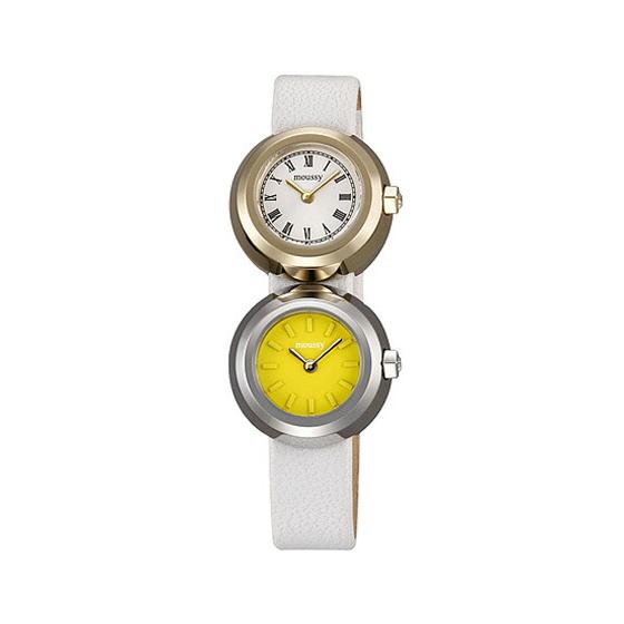 [50% OFF] [Up to 10,000 yen off] MOUSSY watch MOUSSY watch MOUSSY watch MOUSSY twin case MOUSSY Twin Case Women s White Yellow WM0031V1 Analog