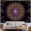 Amtoodopin Blacklight Mandala Tapestry UV Reactive Psychedelic Neon Tapestry Hippie Indian Bohemian Wall Tapestries Aesthetic Floral Tapestries Wall