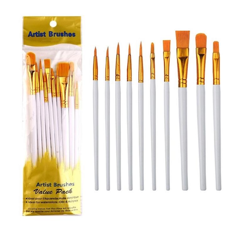 10 Pcs Watercolor Paint Brushes Set Nylon Hair Painting Brush Art Tool Drawing and Art Supplies For Creative Projects