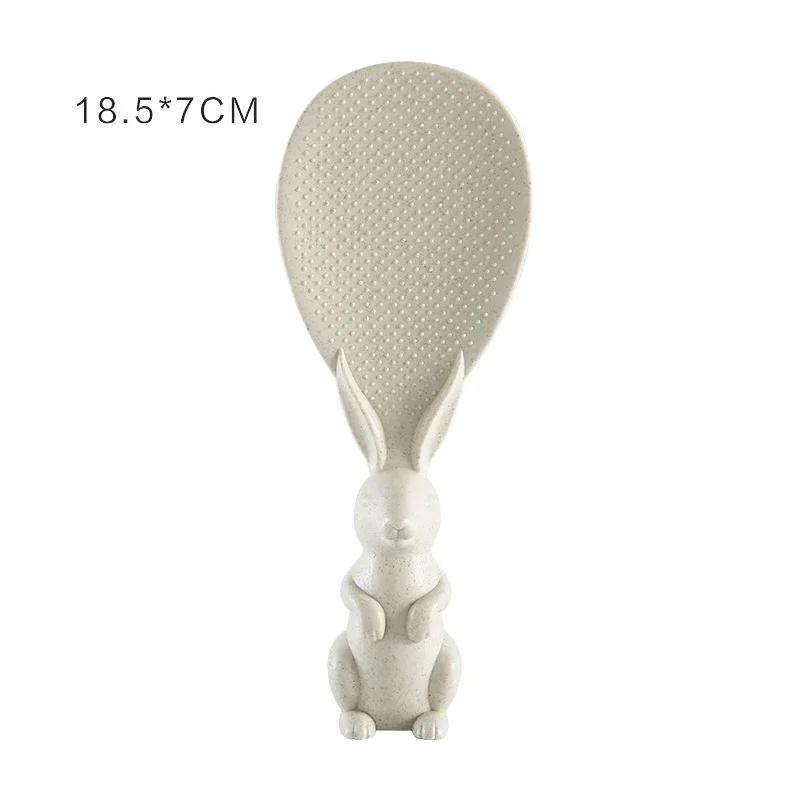 

Wheat Straw Rabbit Spoon Can Stand Up Rabbit Rice Shovel Cooker Spoon Creative Non-Stick Rice Cartoon Rice Spoon бежевий