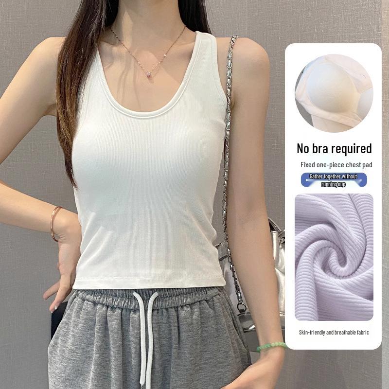 

Women s Black Camisole Vest with Chest Pads - Summer Halter Top and Integrated Bandeau Bra Mesh Back. M (85-96 jin)