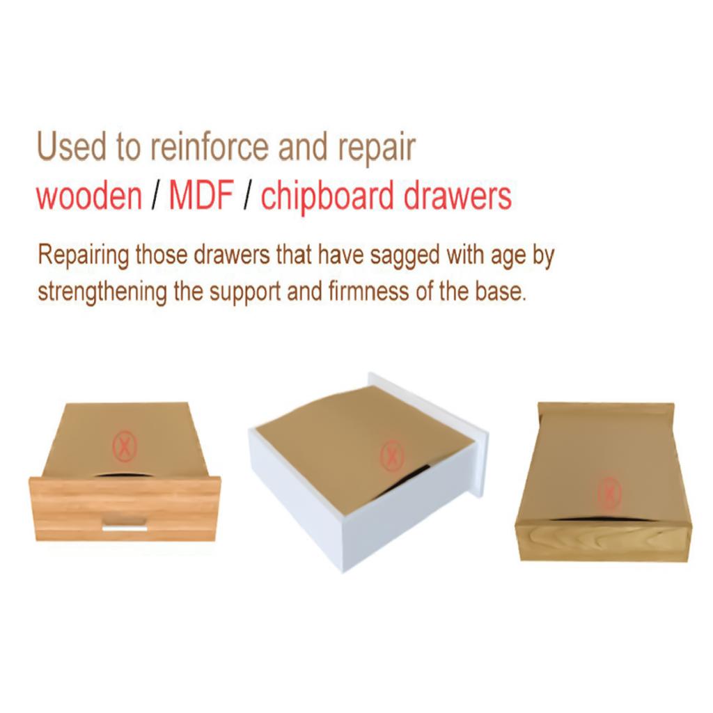 Drawer Support Bracket Kit Heavy Duty Metal Reinforcement Hardware for MDF Particleboard Cabinets Drawers