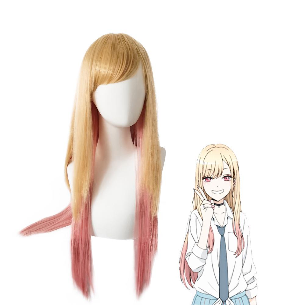 

Парик для косплея, желтый, постепенное изменение цвета, розовый