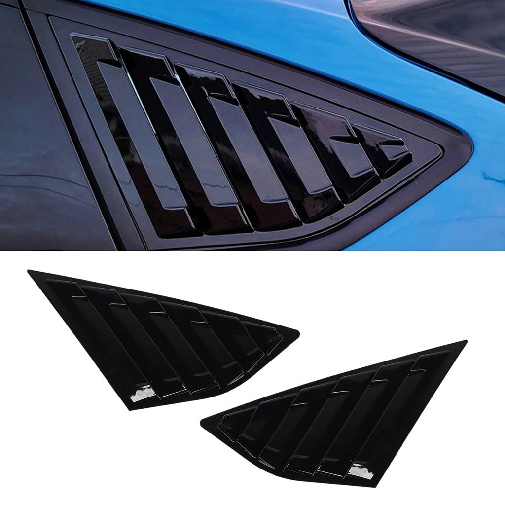 Aqxreight Rear Window Shutter Cover Glossy Black ABS Side Window Louvers Vent Cover for C346 Hatchback 2012 to 2018