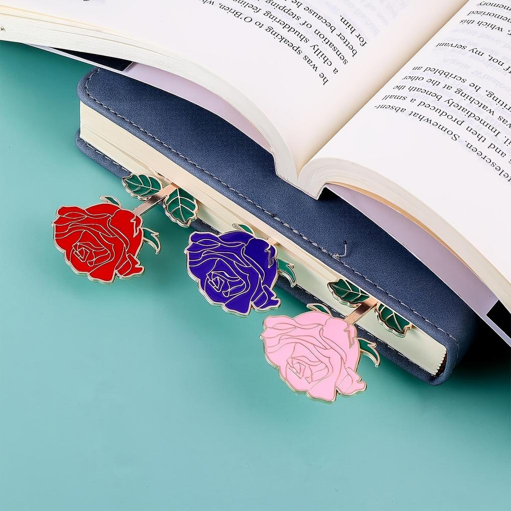 Exquisite Metal Rose Bookmark - Keeps Your BOOK In Style - Thoughtful Gift for Friends, Versatile Home School Office Accessory