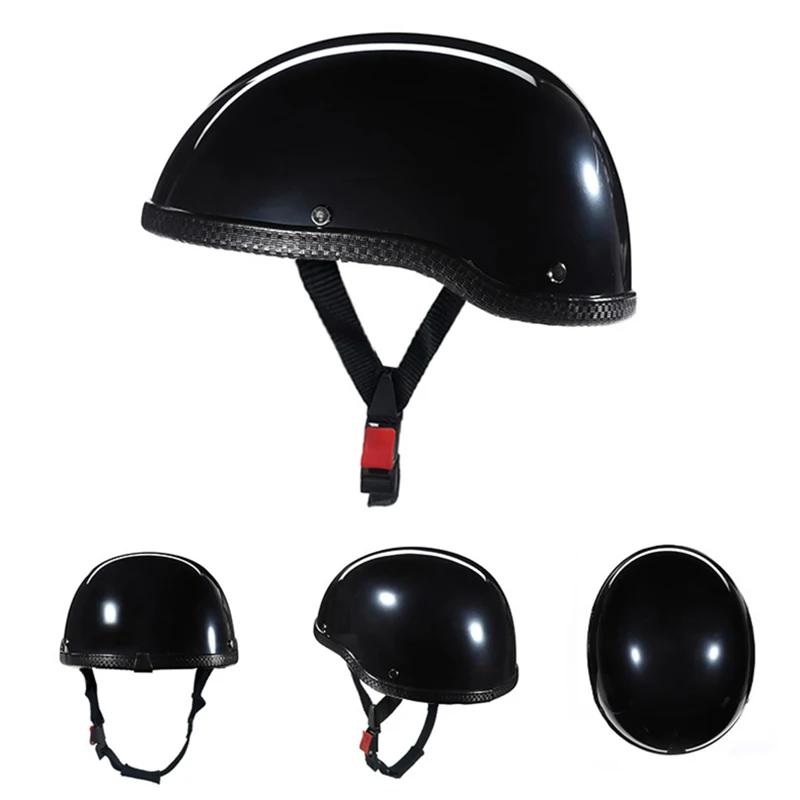 

2025 лето Винтажный мотоциклетный шлем-круизер Полулицевой немецкий шлем Мотоциклетный шлем Ярко-черный Автостайлинг