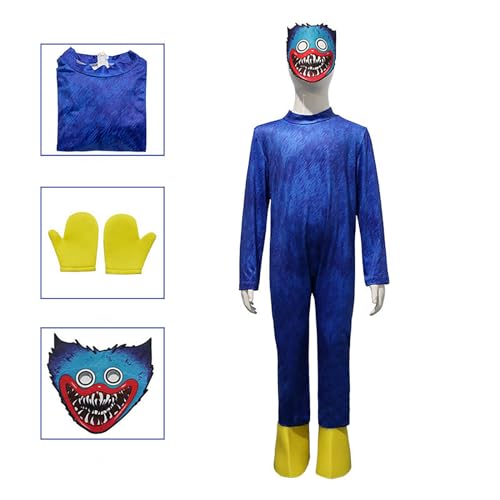 [Milky Time] Poppy Playtime Huggy Wuggie Kissy Missy Cosplay Halloween Kids (Huggie Wuggie, 130cm)