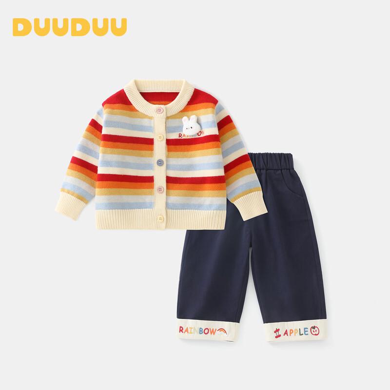 DUUDUU Baby Girl Striped Knit Sweater and Pants Set