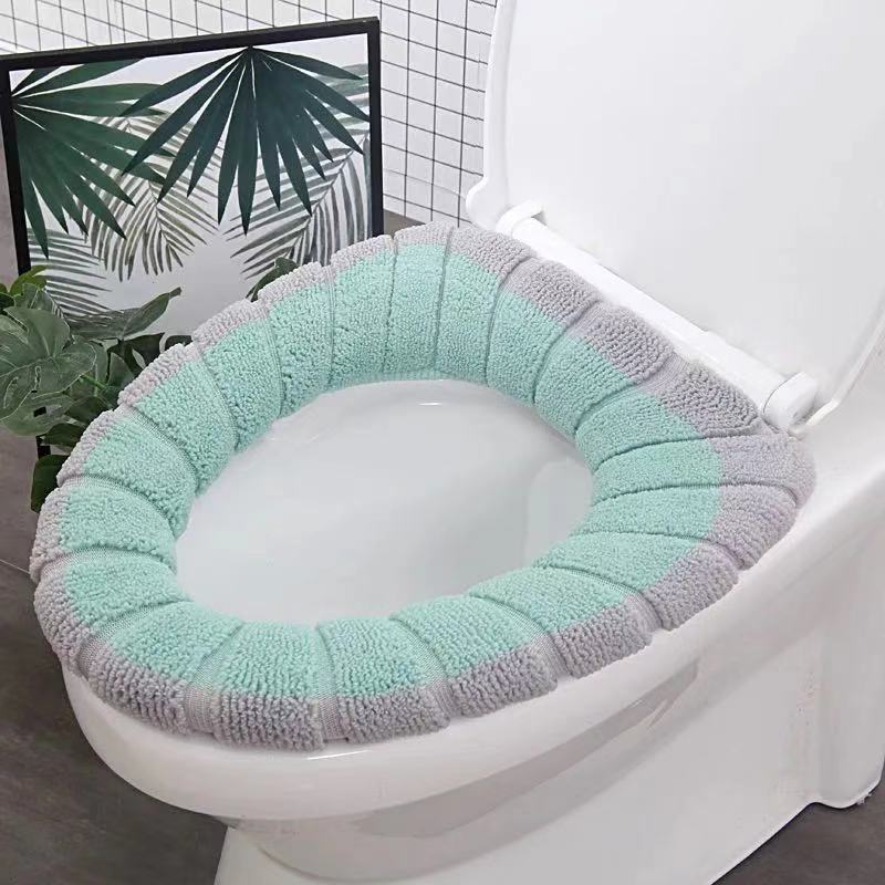 1PC Waschbar Wc Sitz Abdeckung Winter Warme Badezimmer Wc Sitzkissen Closes Matte Stricken O-form Closes Wärmer fall