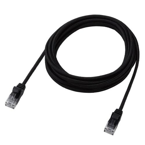 ELECOM LAN Cable CAT6A 3m Nail Break Prevention Mesh Cable Black ECLD-GPAM/BK30