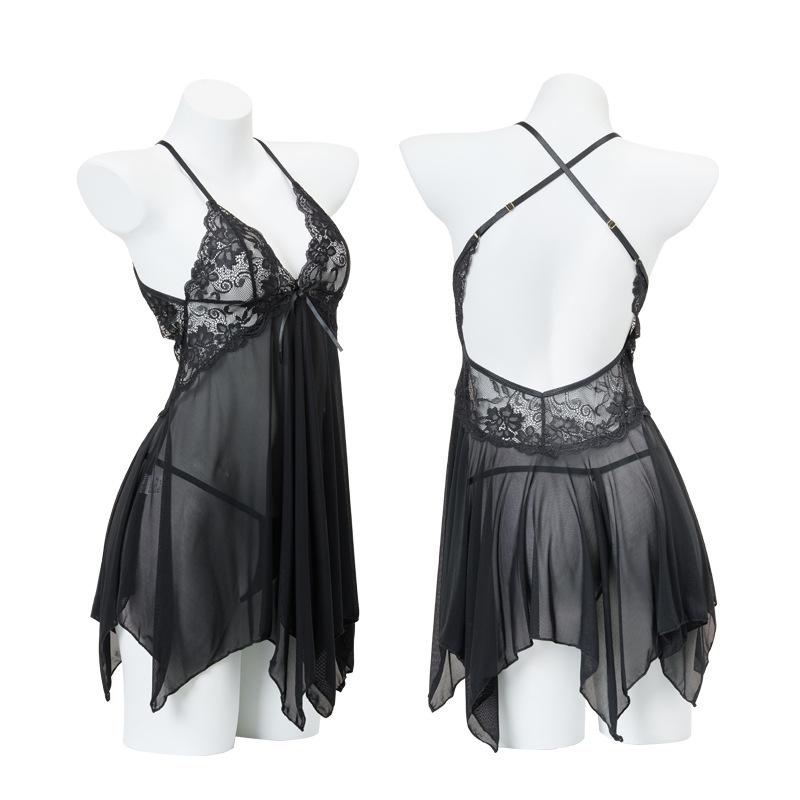 Night Fragrance Lace Erotic Lingerie: Sexy Plus Size See-Through Mesh Nightgown