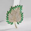 1PCS Vintage Crystal Leaf Style Brooches Crystal Plant Flower Brooches Costumes Badge Brooch Jewelry Women Clothing Coat Jewelry