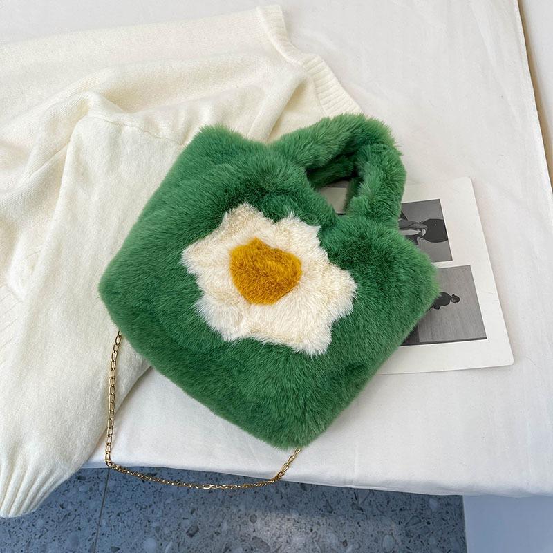 Plush bag women's autumn and winter tide fashion portable wool bag versatile messenger bag large capacity tote bag