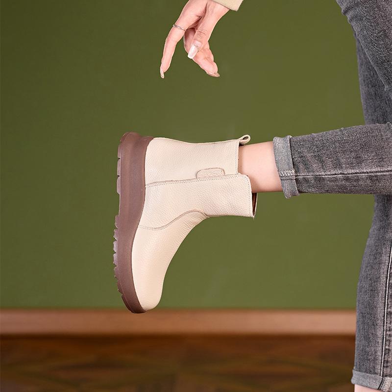 

Ботинки Мартин из коровьей кожи первого слоя, осенне-зимние кожаные, женские на толстой подошве, шерстяные женские ботинки с напуском и утолщенные, повседневные женские 41