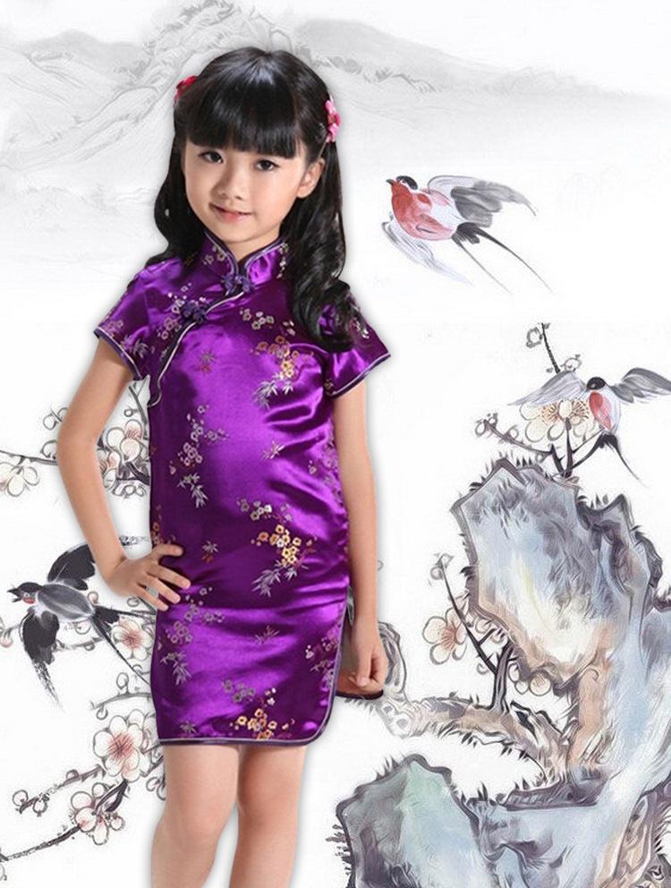 Summer Girls' Plum Blossom Bamboo Qipao Tang Princess Dress Ethnic Guzheng Performance Costume