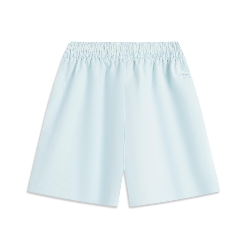 Li Ning Comfortable Simple Loose Fit Drawstring Versatile Solid Color Mid Waist Five Point Casual Shorts Women Shorts Light-Sky-Blue AKSV172-3