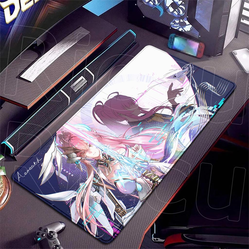 HD Printing XXL Mousepad Game Wuthering Waves Aemeath Mouse Pad Rug Desk Mat Computer Gaming PC Accessories Rubber Keyboard Mats