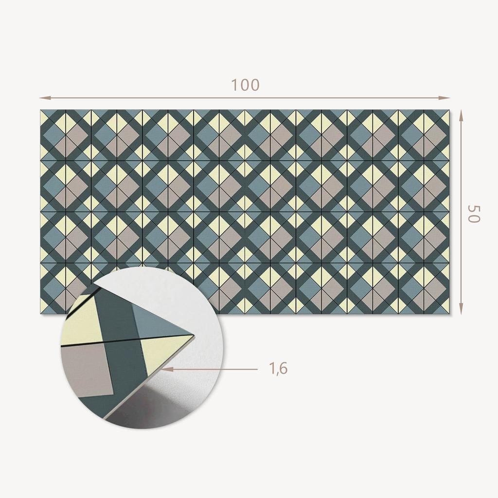 Self-Adhesive Vinyl Panel for a Teenager's Room 100x50 cm Geometric Checkered Pattern