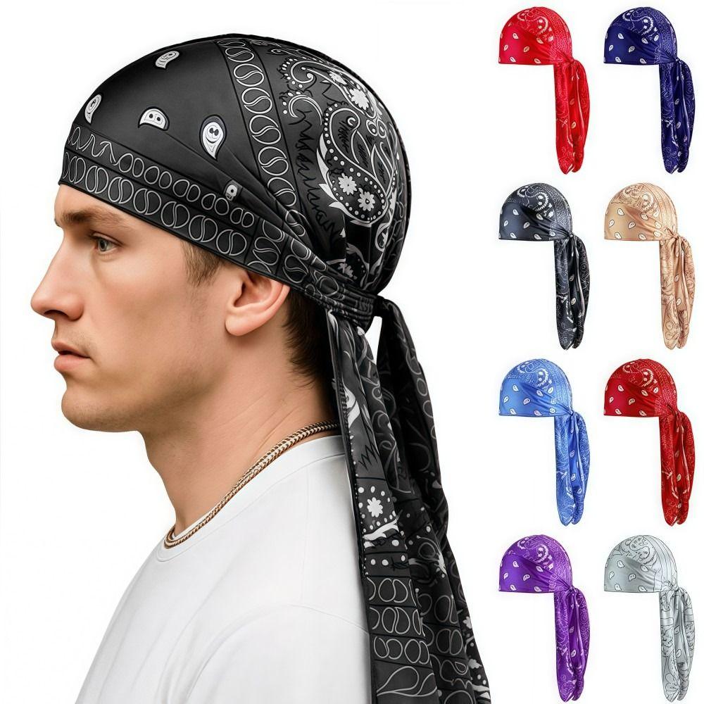 Amoben-Print Herren Kopftuch Imitation Seide Hip Hop Hut Mode Langer Schwanz Piratenmütze Outdoor