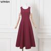 VONDA 2PCS Women Long Sleeve Hooded Tops and Sleeveless Skirts Casual Two Piece Suit Sets