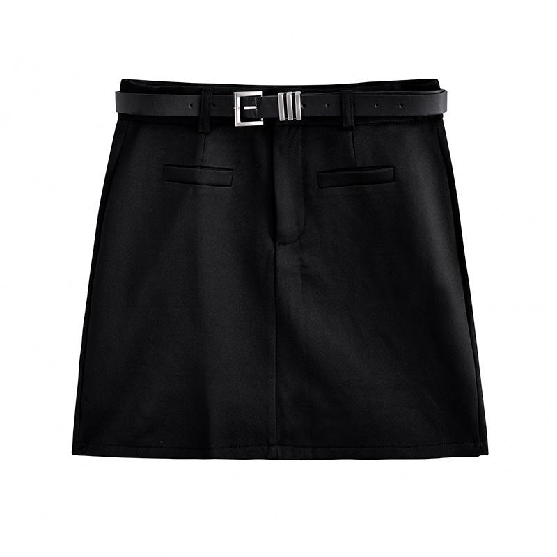 2024 New Fashion Women's Gray A-Line High Waist Summer Skirt