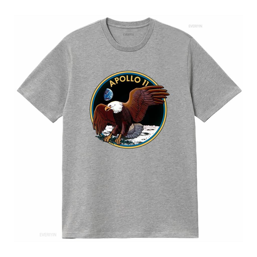 Apollo 11 Mission Patch Eagle Moon Earth T Shirt vintage Washed Versatile designer clothes Slightly Unisex