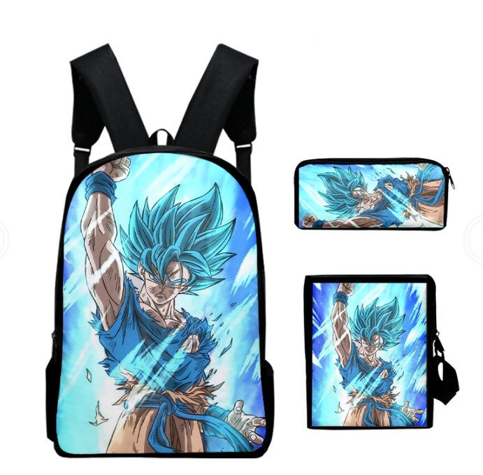 New animation cartoon dragon ball backpack, primary and secondary school schoolbag, satchel, shoulder bag, pencil case three-piece set