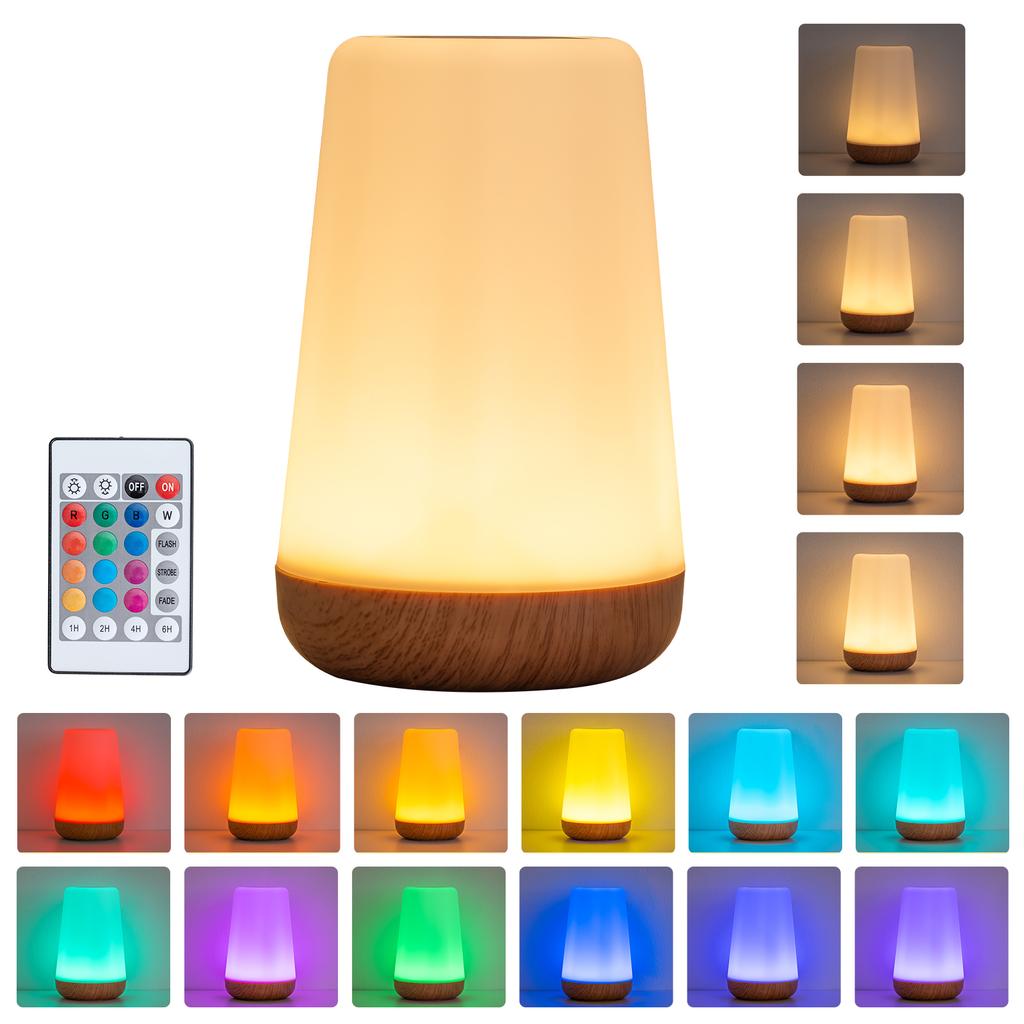 Ultra Portable 13 Color RGB Touch Bedside Lamp Dimmable Remote USB Rechargeable Night Light for Bedroom Living Room Gift