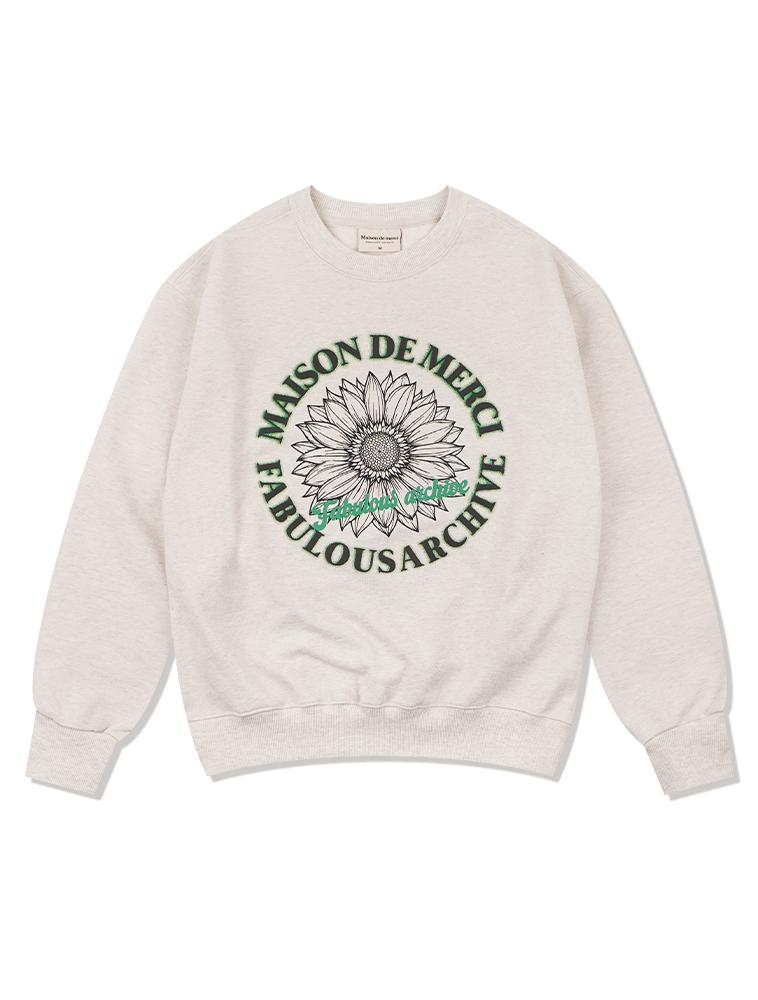 LA MAISON STUDIO Unisex Sunflower Circle Logo Regular Fit Sweatshirt Oatmeal (Fcf1Ts327M)