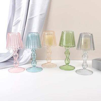 Factory Direct M Desk Lamp Shaped Glass Candle Holder Glass Candleholder Decorative Candle Stand For Table Wedding Party Centerp