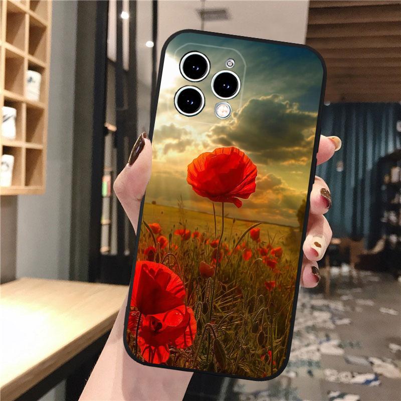 Phone Case For Iphone 14 Pro Max 13 12 11 Pro Max Xs Xr X 12mini 14 Plus Se Poppies Poppy Flower Case Funda
