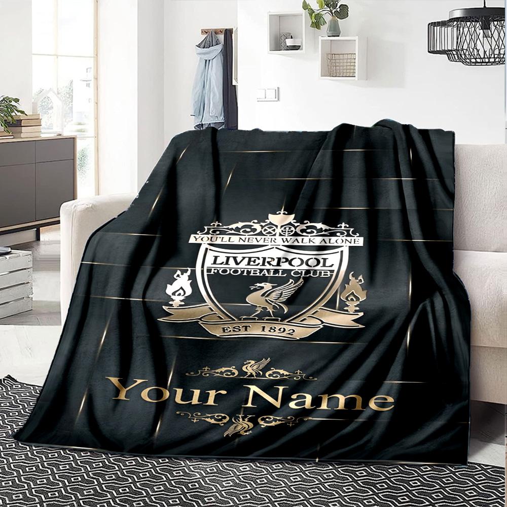 Liverpool Customize Text Blanket Throw Customizable Blanket Ultra-Soft Perfect for Livingroom Picnics Office Chair Chair Four Seasons Multipurpose