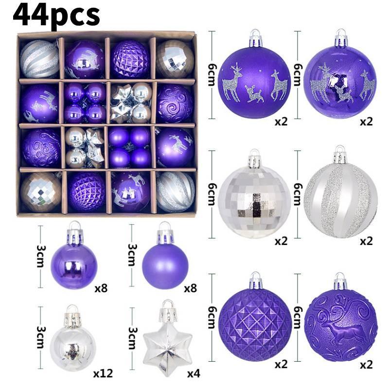 Charming 44 Piece Decorative Christmas Balls In Unique Shapes For Elegant Holiday Display